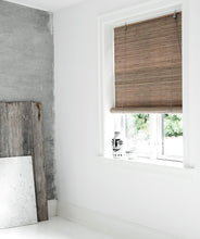 Load image into Gallery viewer, Grey stained privacy bamboo blinds Color&amp; Co