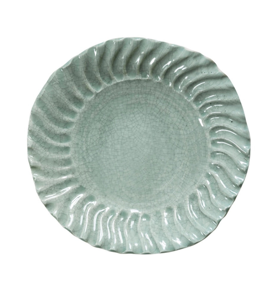 Dashi large plate craquelé- celadon