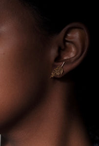 Gaia leaf earring- gold plated on silver